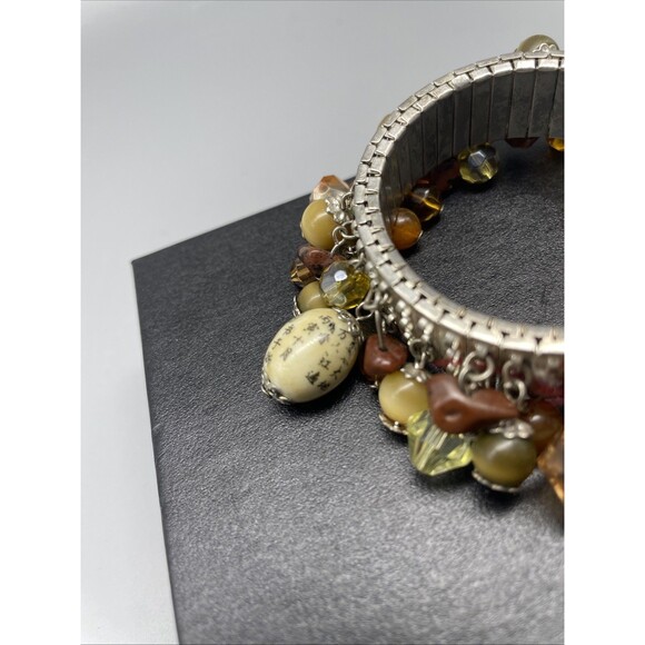 Vintage Cha-Cha Accordion Expansion Bracelet Asian Egg Bead Charms - Picture 4 of 5